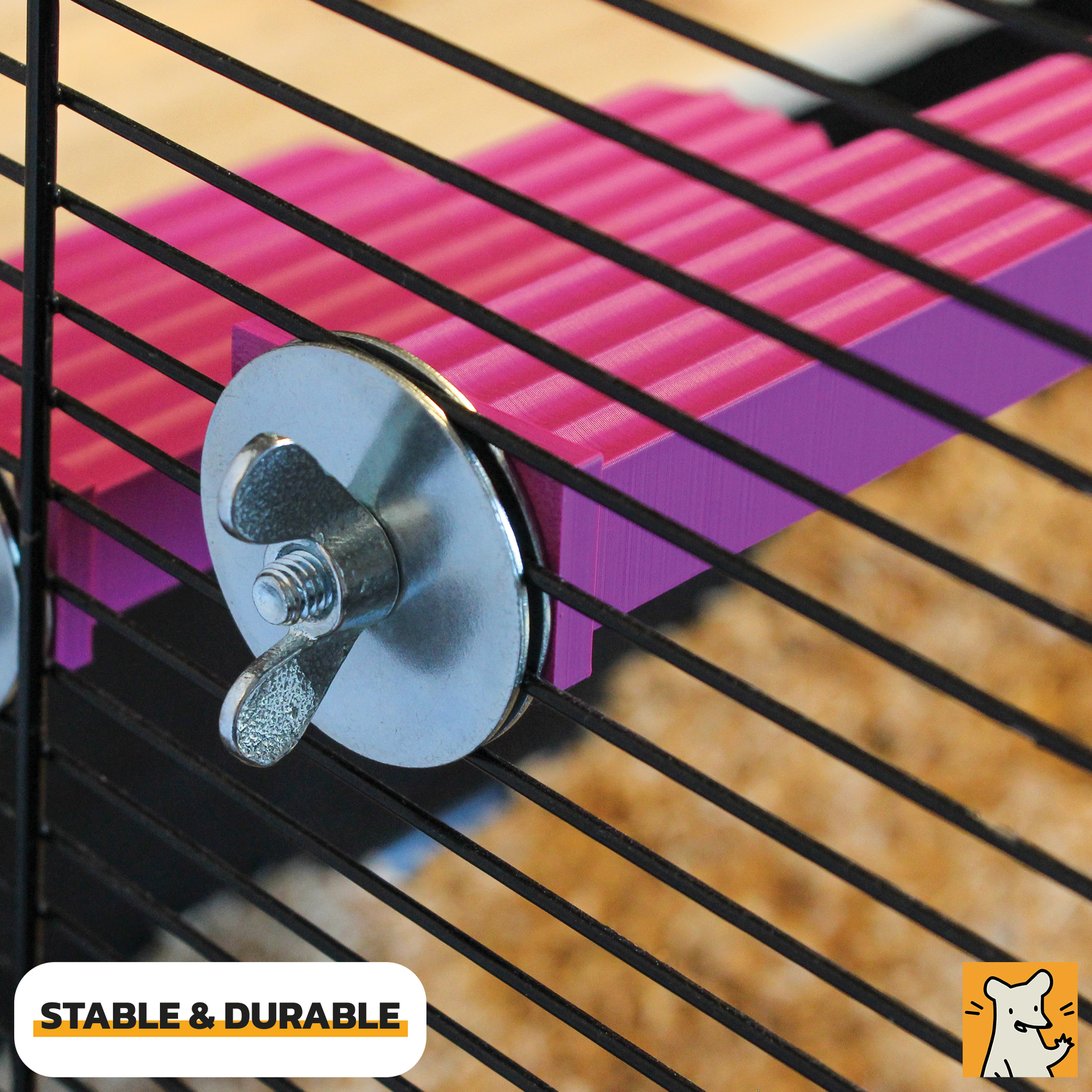 Large rat cage ledge in purple, showcasing stability and durability for climbing small pets.