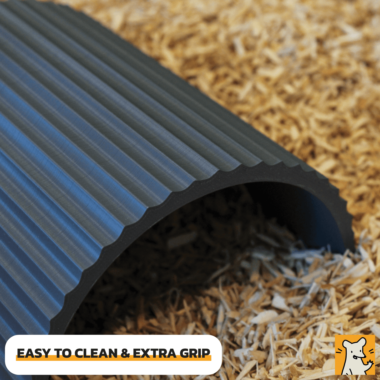 Close-up of a textured gray hideout for small pets, designed for easy cleaning and extra grip on bedding.