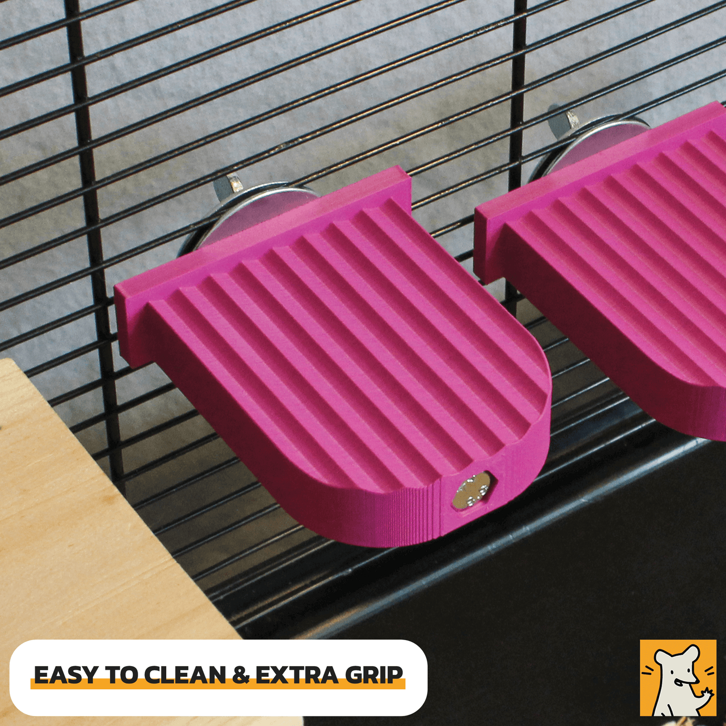 Small rat cage platform in pink, designed for easy cleaning and extra grip, perfect for climbing and exploring.