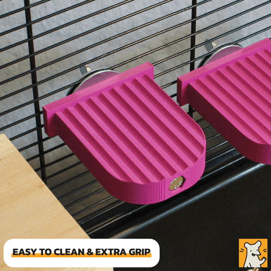 Small rat cage platform in pink, designed for easy cleaning and extra grip, perfect for climbing and exploring.