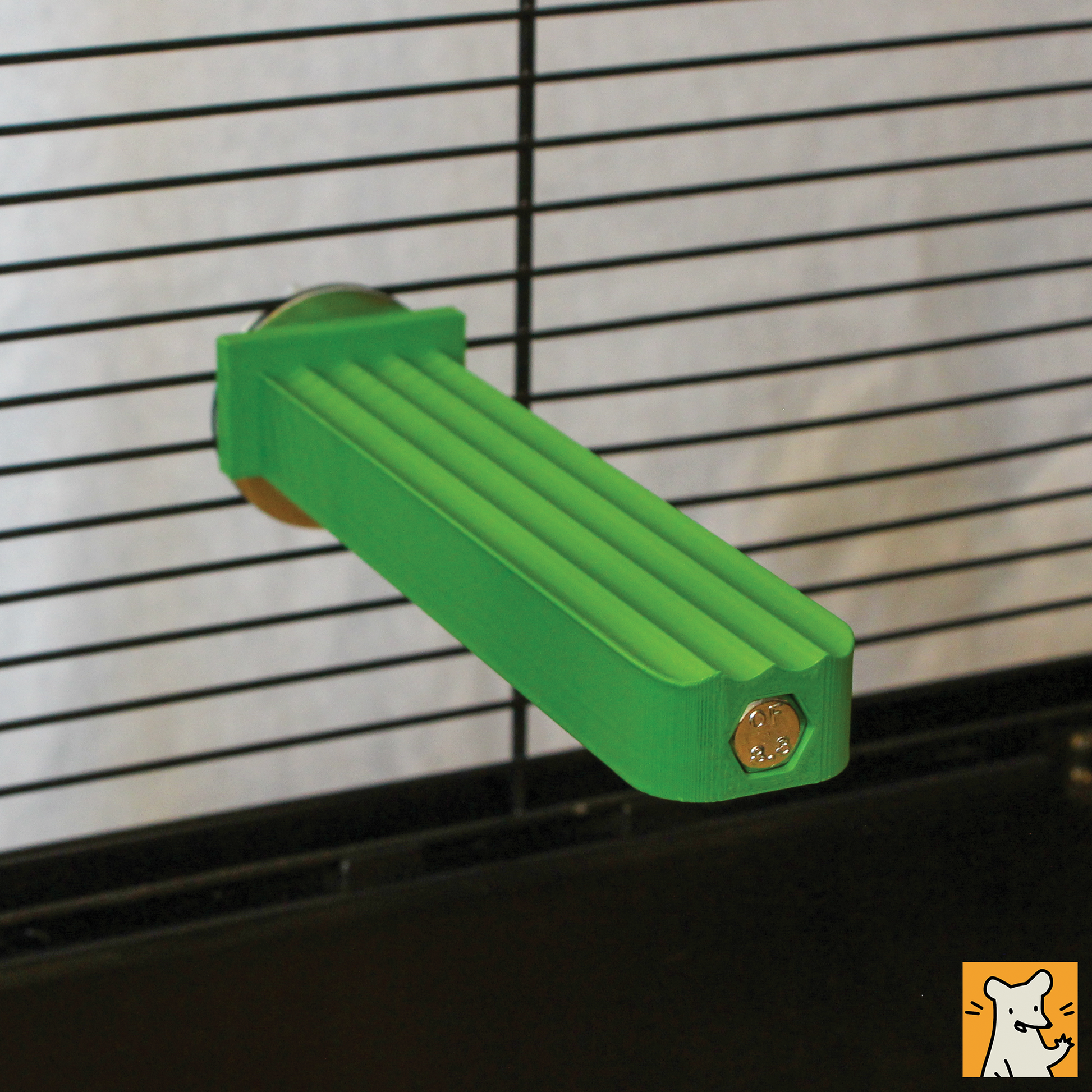 Large rat cage ledge in green, 3D printed climbing aid for small pets like rats and chinchillas.