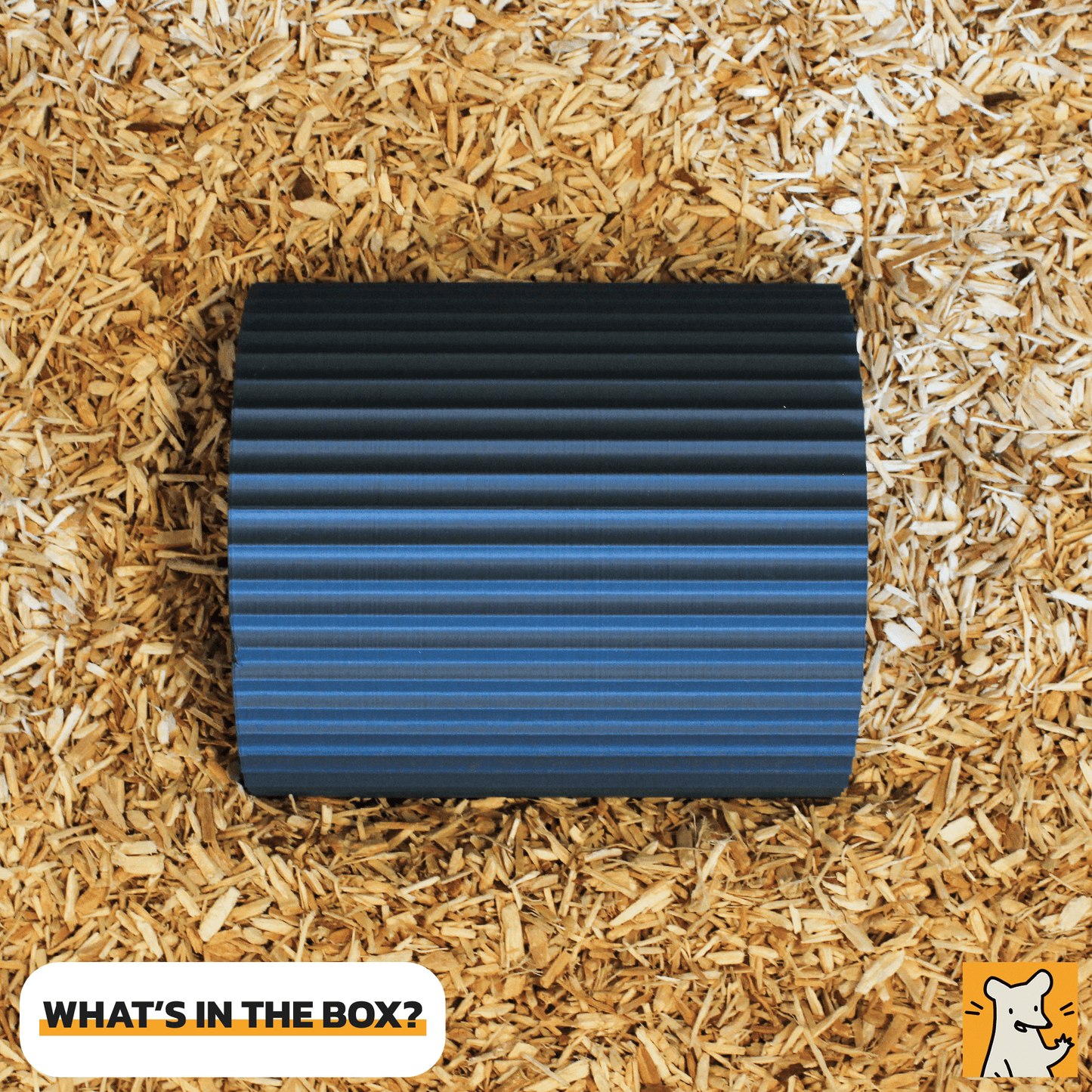 Dwarf hamster hideout on bedding, ideal for small pets to relax and hide.