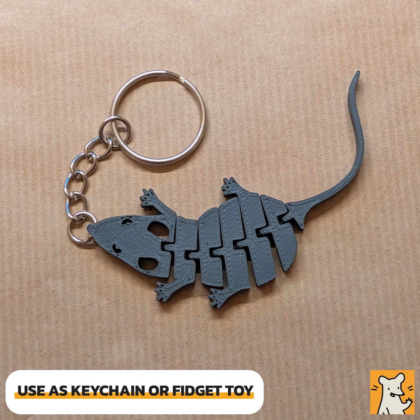 Mini Articulated Rat Buddy - Animal Keychain Charm