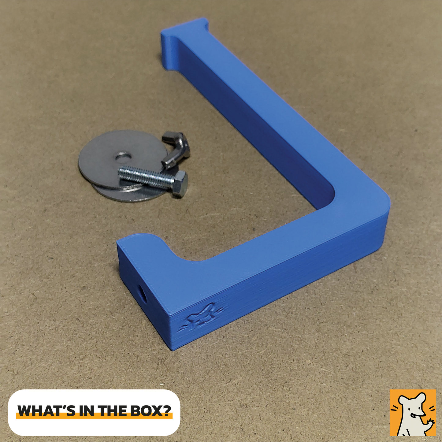 Toiletrolhouder voor Kooien in blauw met bevestigingsmateriaal, ideaal voor knaagdieren zoals ratten en degus.