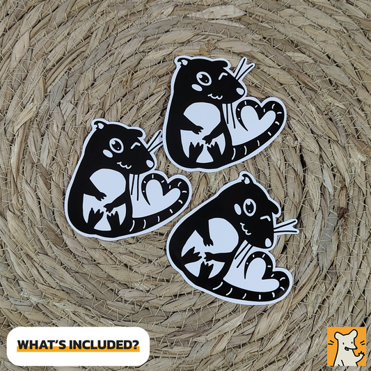 Flirting Rat Stickers | 3x Weather Resistant Polyester Sticker Set