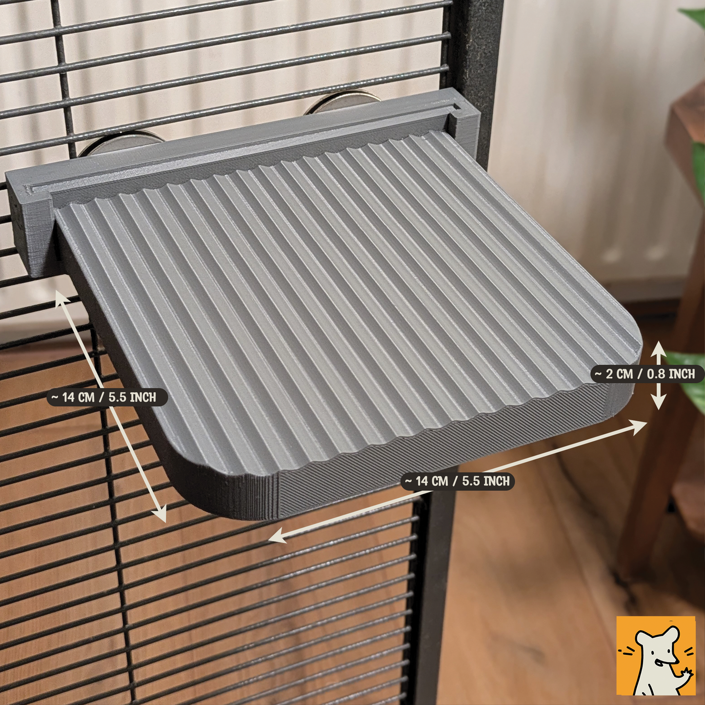 QuickSwap Groot Platform 14 cm x 14 cm – Verwisselbaar Kooi Platform voor Ratten, Chinchilla’s en meer