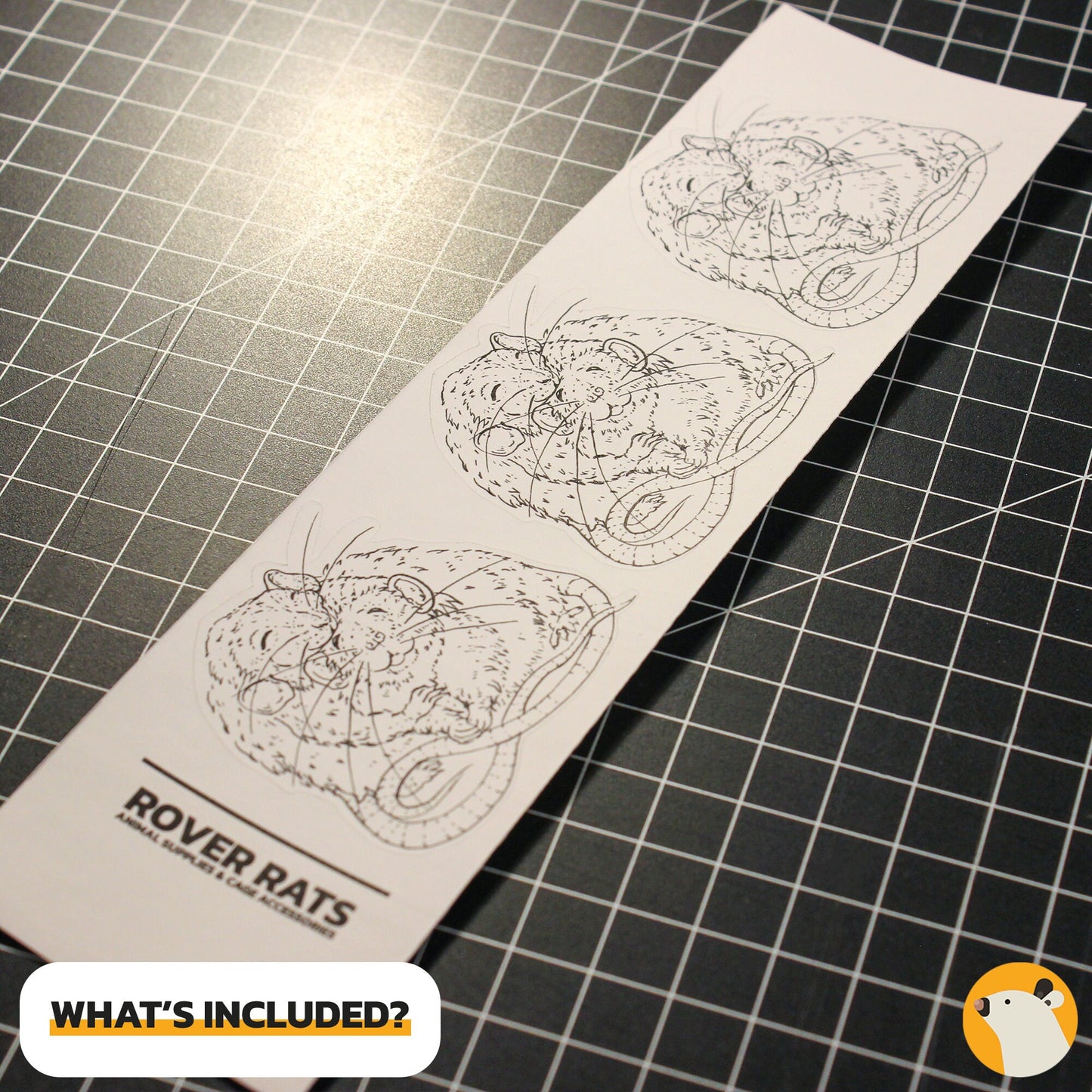Zwei Umarmende Rattenfreunde | 3x Handgezeichneter Ratten Aufkleber In Matter Tinte