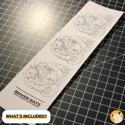 Two Hugging Rat Friends - 3x Hand Drawn Matt Ink Rat Stickers