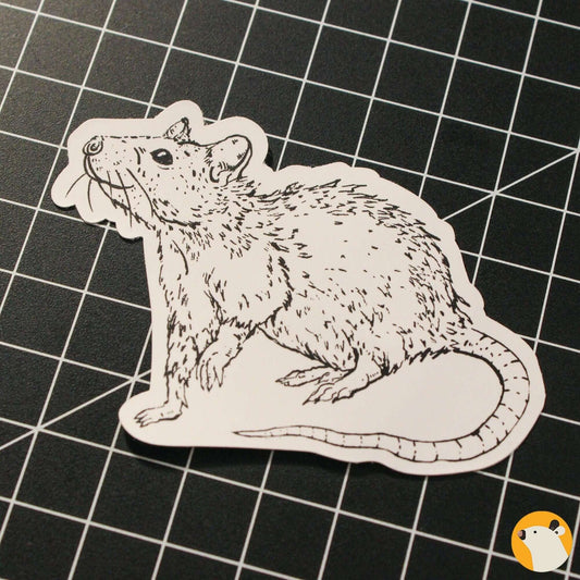 3 centimeter hand drawn matt ink rat designer sticker
